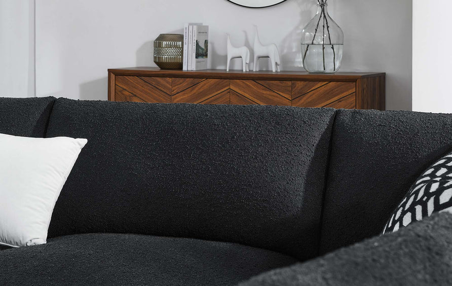 Linden 5-Piece Down Filled Overstuffed Boucle Fabric Sectional Sofa in Black