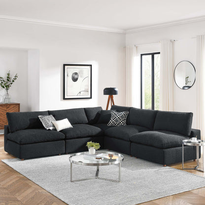 Commix 5-Piece Down Filled Overstuffed Boucle Fabric Sectional Sofa by Furniture For America