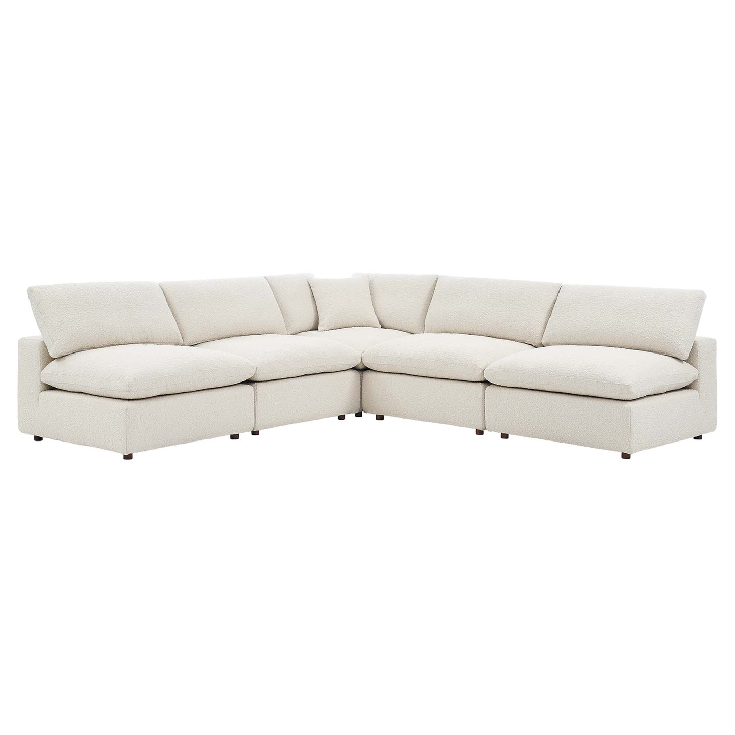 Commix 5-Piece Down Filled Overstuffed Boucle Fabric Sectional Sofa by Furniture For America