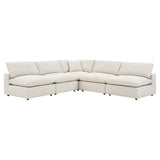 Linden 5-Piece Down Filled Overstuffed Boucle Fabric Sectional Sofa in Ivory