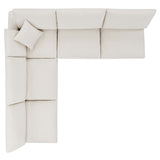 Linden 5-Piece Down Filled Overstuffed Boucle Fabric Sectional Sofa in Ivory