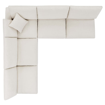 Commix 5-Piece Down Filled Overstuffed Boucle Fabric Sectional Sofa by Furniture For America