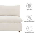 Linden 5-Piece Down Filled Overstuffed Boucle Fabric Sectional Sofa in Ivory