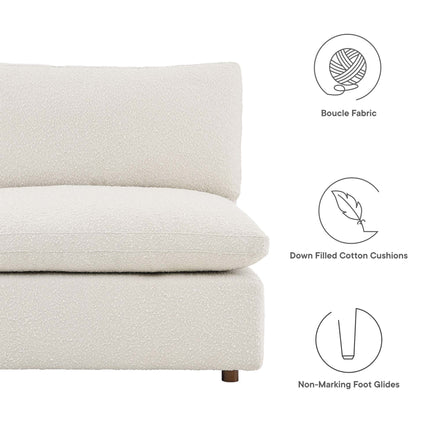 Commix 5-Piece Down Filled Overstuffed Boucle Fabric Sectional Sofa in Ivory