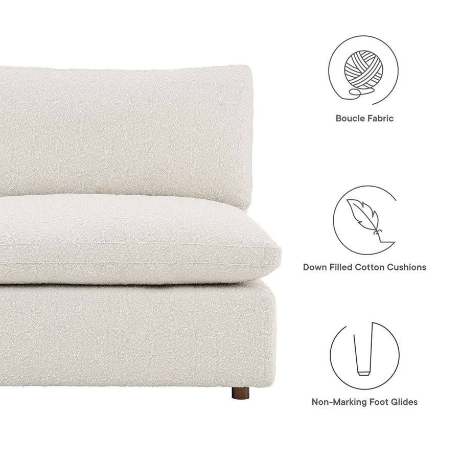 Linden 5-Piece Down Filled Overstuffed Boucle Fabric Sectional Sofa in Ivory