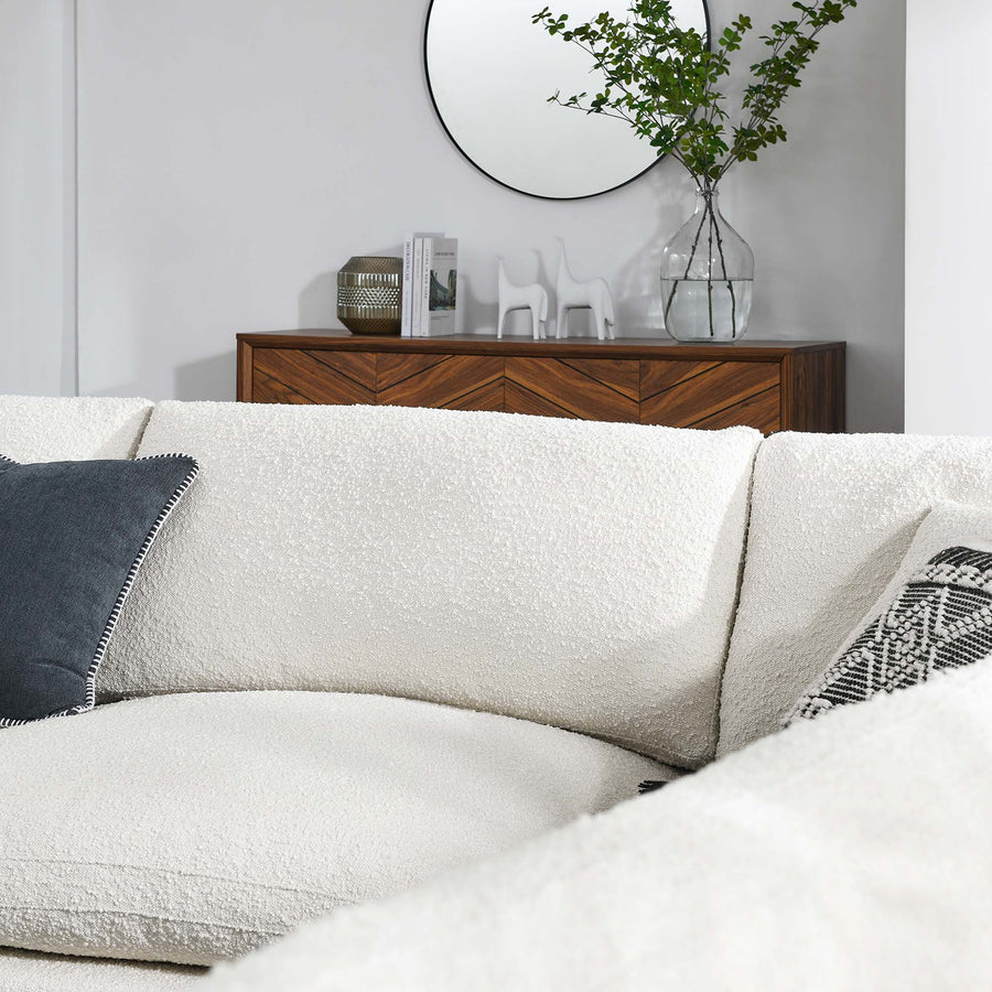 Linden 5-Piece Down Filled Overstuffed Boucle Fabric Sectional Sofa in Ivory