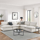 Linden 5-Piece Down Filled Overstuffed Boucle Fabric Sectional Sofa in Ivory