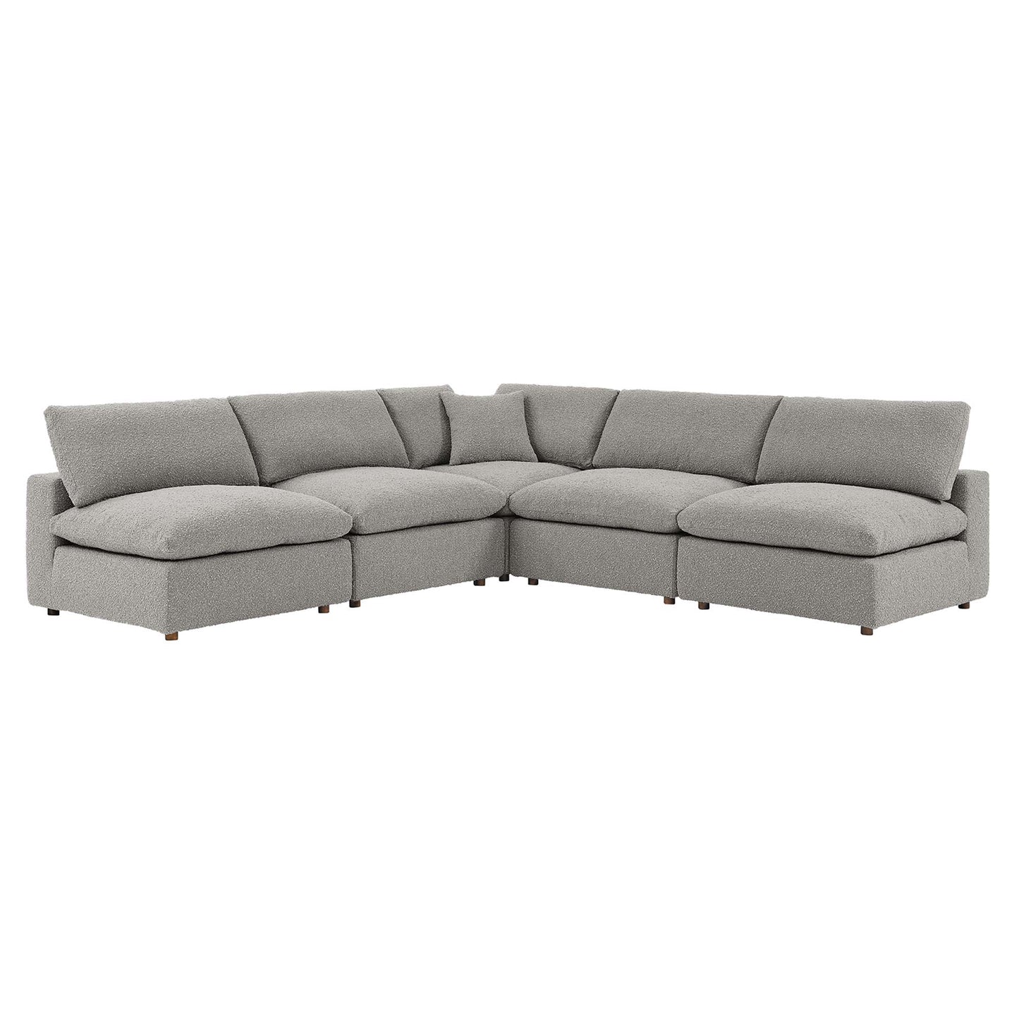 Commix 5-Piece Down Filled Overstuffed Boucle Fabric Sectional Sofa by Furniture For America