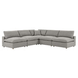 Linden 5-Piece Down Filled Overstuffed Boucle Fabric Sectional Sofa in Light Gray