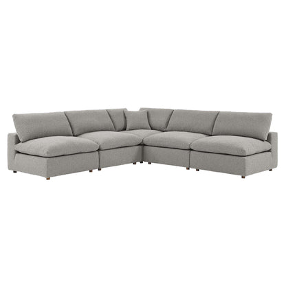 Commix 5-Piece Down Filled Overstuffed Boucle Fabric Sectional Sofa by Furniture For America