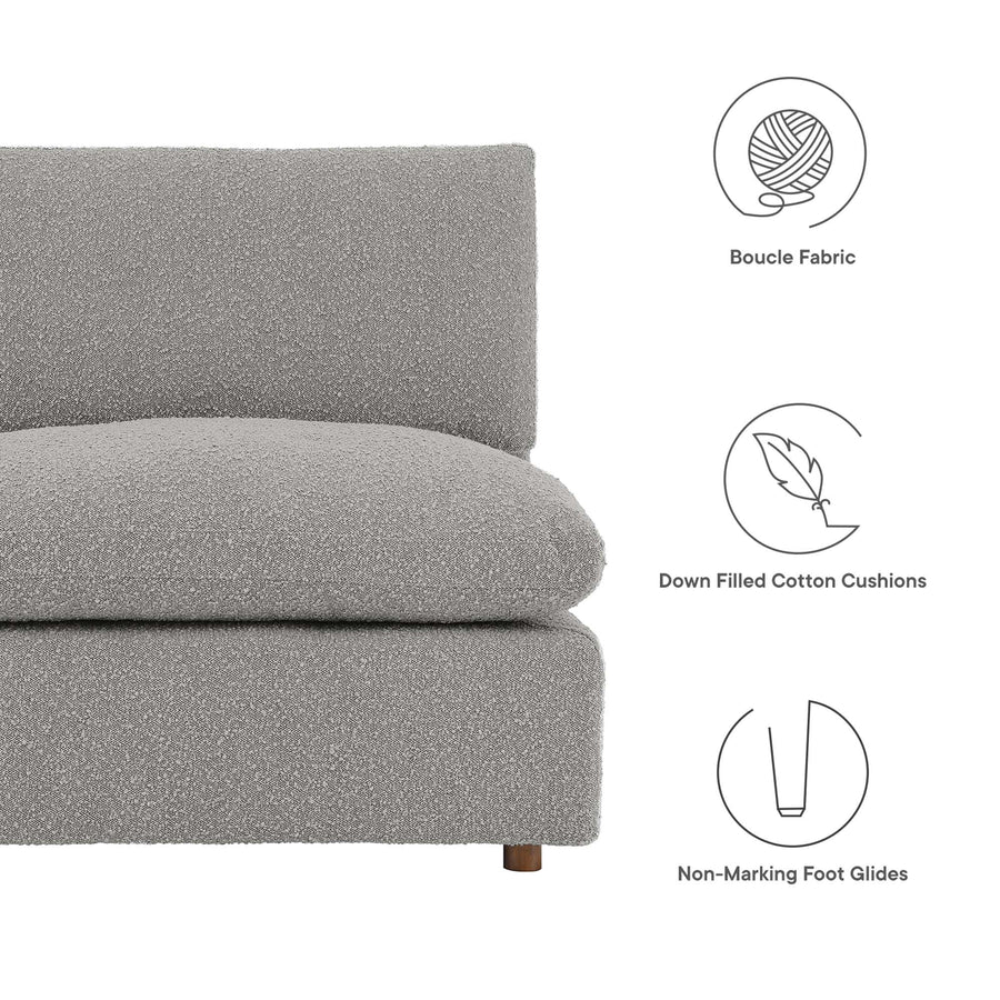 Linden 5-Piece Down Filled Overstuffed Boucle Fabric Sectional Sofa in Light Gray