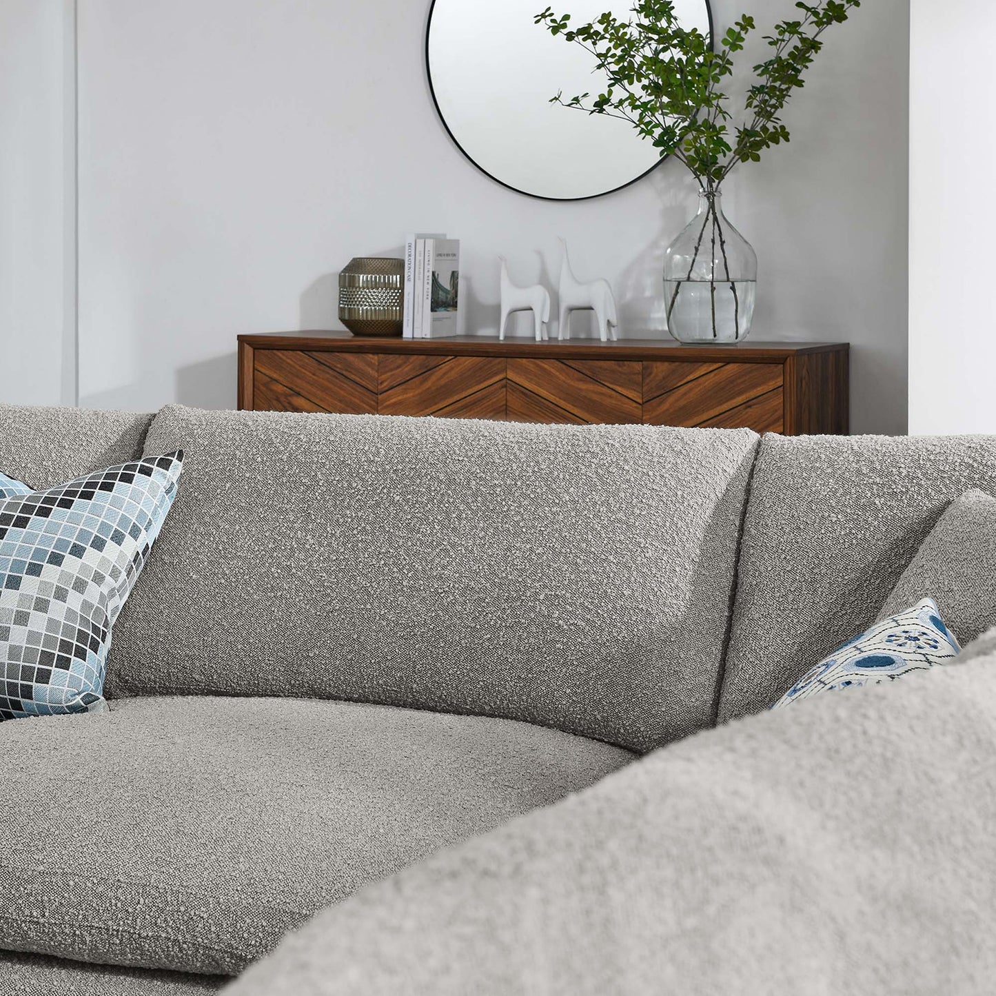 Commix 5-Piece Down Filled Overstuffed Boucle Fabric Sectional Sofa by Furniture For America