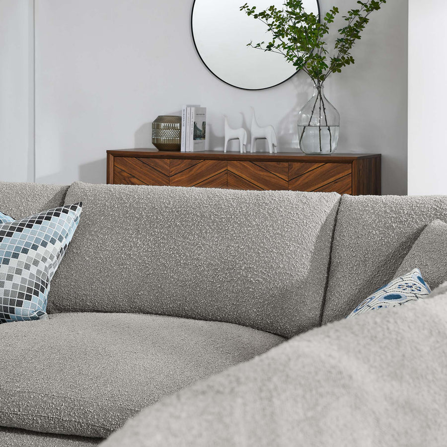 Linden 5-Piece Down Filled Overstuffed Boucle Fabric Sectional Sofa in Light Gray
