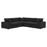Linden 5-Piece Down Filled Overstuffed Boucle Sectional Sofa in Black