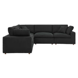 Linden 5-Piece Down Filled Overstuffed Boucle Sectional Sofa in Black