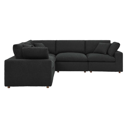Commix 5-Piece Down Filled Overstuffed Boucle Sectional Sofa in Black