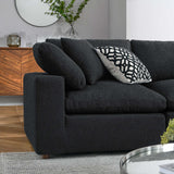 Linden 5-Piece Down Filled Overstuffed Boucle Sectional Sofa in Black