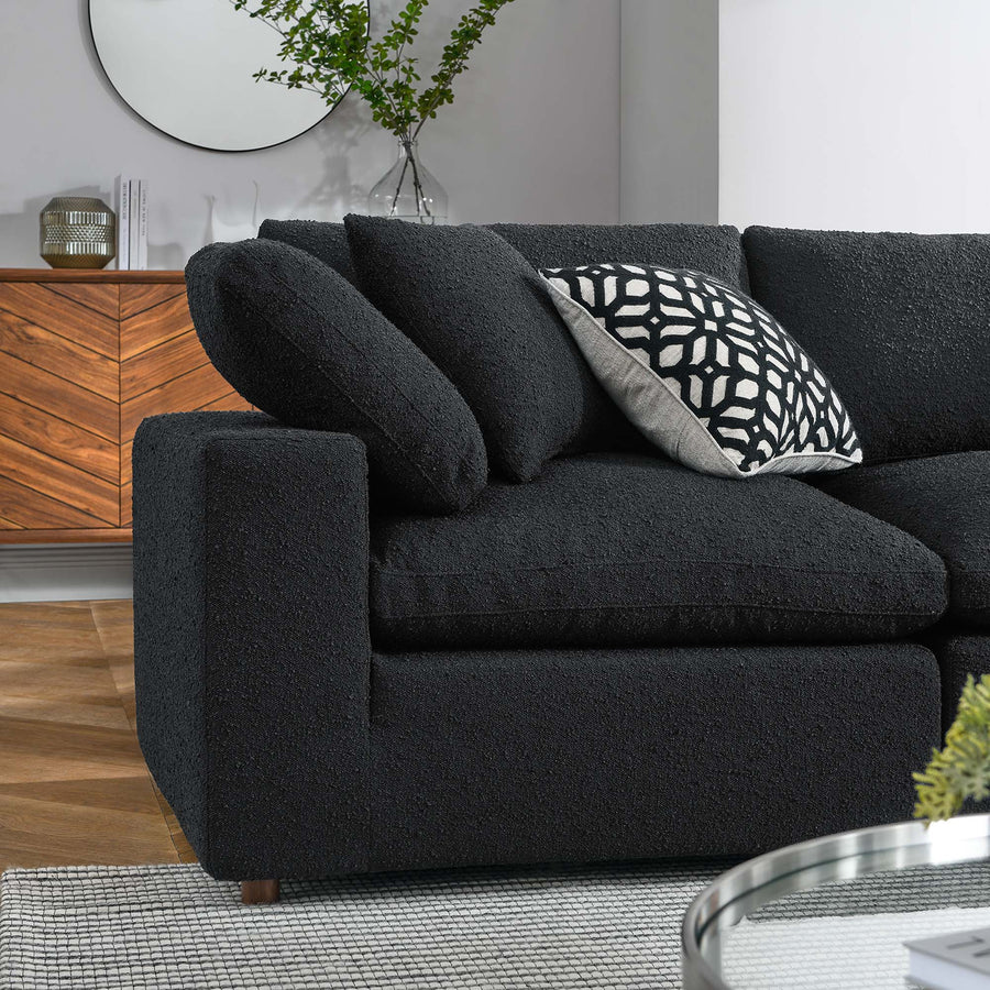 Linden 5-Piece Down Filled Overstuffed Boucle Sectional Sofa in Black