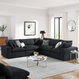 Linden 5-Piece Down Filled Overstuffed Boucle Sectional Sofa in Black