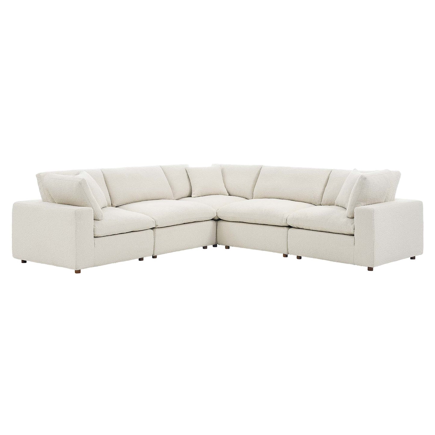 Commix 5-Piece Down Filled Overstuffed Boucle Sectional Sofa by Furniture for America