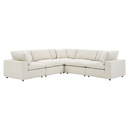 Commix 5-Piece Down Filled Overstuffed Boucle Sectional Sofa by Furniture for America