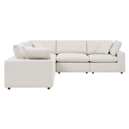 Commix 5-Piece Down Filled Overstuffed Boucle Sectional Sofa in Ivory