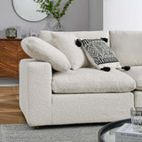 Linden 5-Piece Down Filled Overstuffed Boucle Sectional Sofa in Ivory