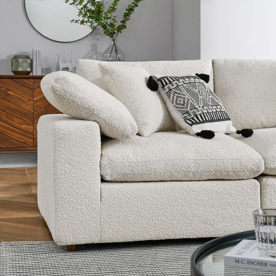 Linden 5-Piece Down Filled Overstuffed Boucle Sectional Sofa in Ivory