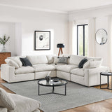 Linden 5-Piece Down Filled Overstuffed Boucle Sectional Sofa in Ivory