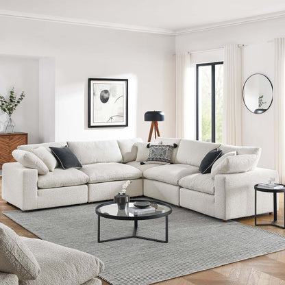 Commix 5-Piece Down Filled Overstuffed Boucle Sectional Sofa by Furniture for America