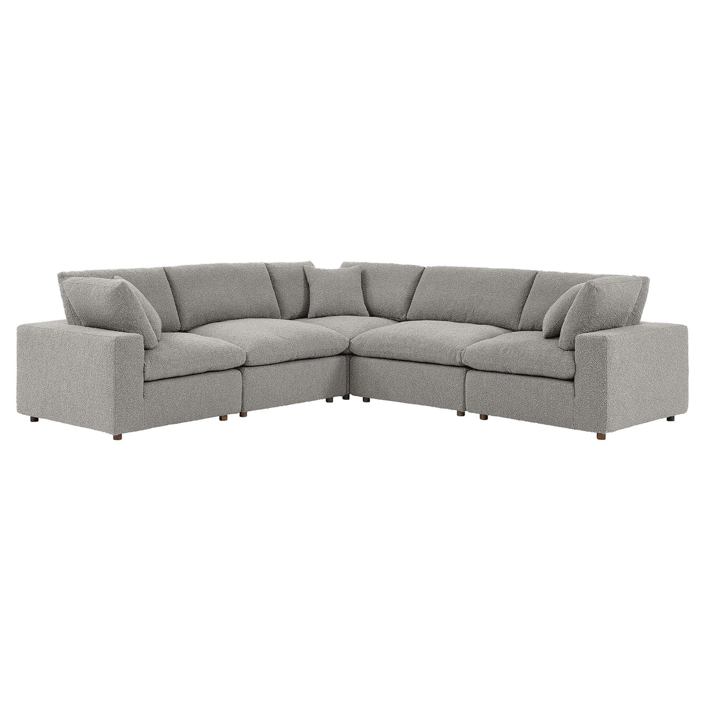Commix 5-Piece Down Filled Overstuffed Boucle Sectional Sofa by Furniture for America
