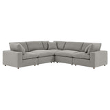 Linden 5-Piece Down Filled Overstuffed Boucle Sectional Sofa in Light Gray