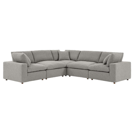 Commix 5-Piece Down Filled Overstuffed Boucle Sectional Sofa in Light Gray