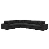 Linden 6-Piece Down Filled Overstuffed Boucle Fabric Sectional Sofa in Black