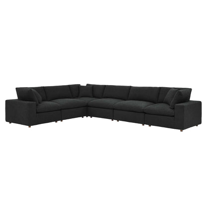 Commix 6-Piece Down Filled Overstuffed Boucle Fabric Sectional Sofa by Furniture for America