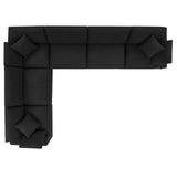 Linden 6-Piece Down Filled Overstuffed Boucle Fabric Sectional Sofa in Black