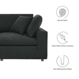 Linden 6-Piece Down Filled Overstuffed Boucle Fabric Sectional Sofa in Black