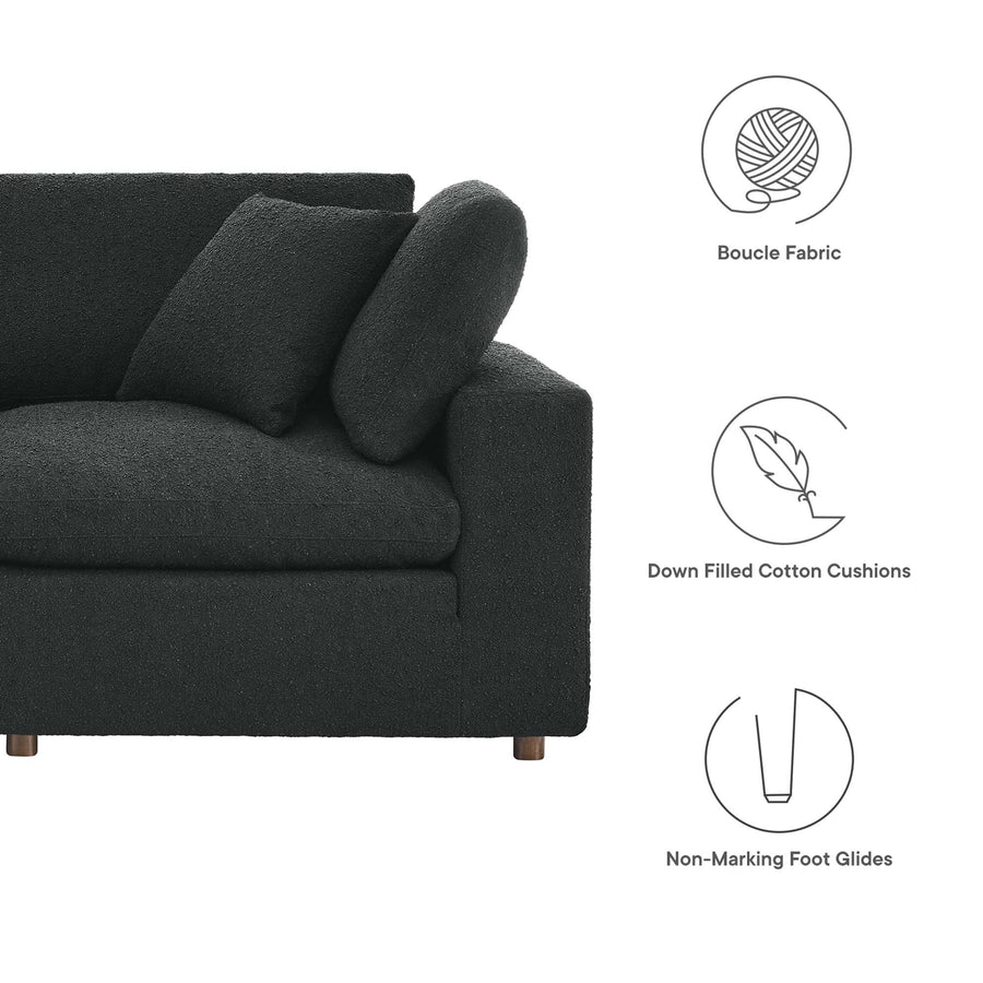 Linden 6-Piece Down Filled Overstuffed Boucle Fabric Sectional Sofa in Black