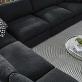 Linden 6-Piece Down Filled Overstuffed Boucle Fabric Sectional Sofa in Black
