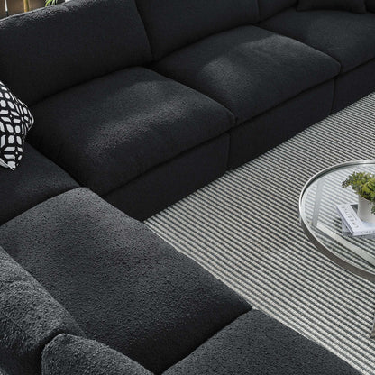 Commix 6-Piece Down Filled Overstuffed Boucle Fabric Sectional Sofa by Furniture for America