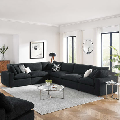 Commix 6-Piece Down Filled Overstuffed Boucle Fabric Sectional Sofa by Furniture for America