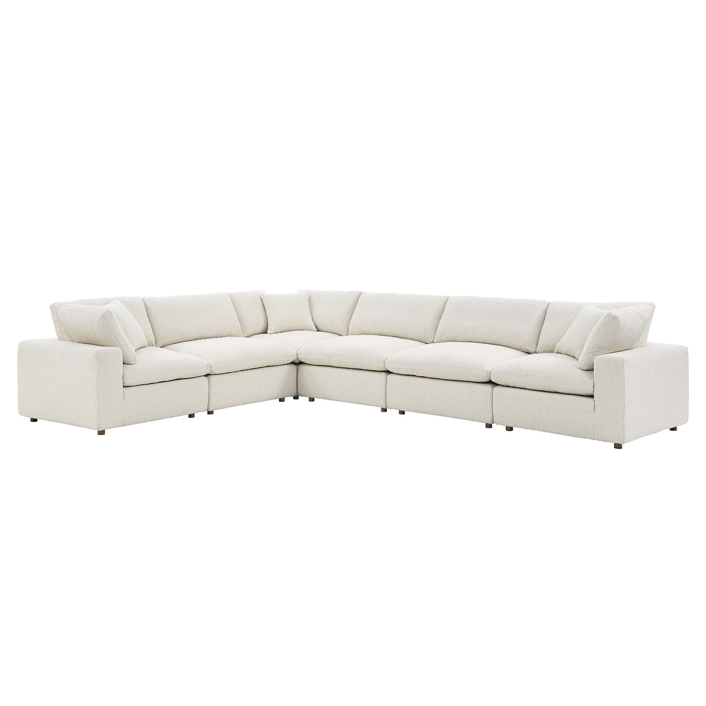 Commix 6-Piece Down Filled Overstuffed Boucle Fabric Sectional Sofa by Furniture for America
