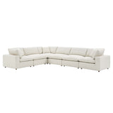 Linden 6-Piece Down Filled Overstuffed Boucle Fabric Sectional Sofa in Ivory