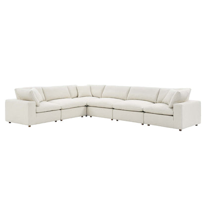 Commix 6-Piece Down Filled Overstuffed Boucle Fabric Sectional Sofa by Furniture for America