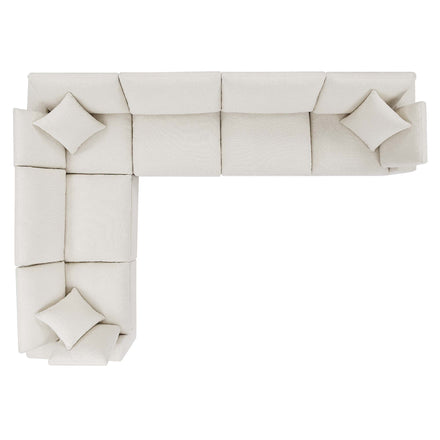 Commix 6-Piece Down Filled Overstuffed Boucle Fabric Sectional Sofa in Ivory