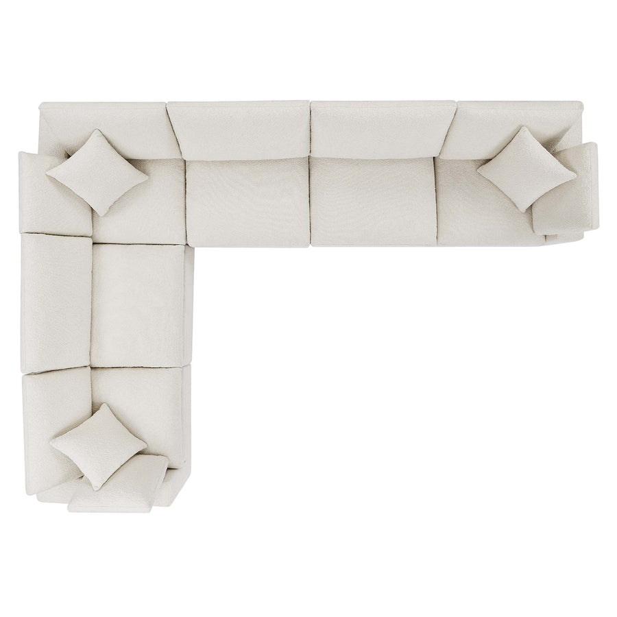 Linden 6-Piece Down Filled Overstuffed Boucle Fabric Sectional Sofa in Ivory
