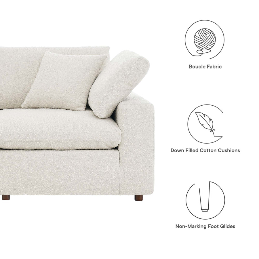 Linden 6-Piece Down Filled Overstuffed Boucle Fabric Sectional Sofa in Ivory