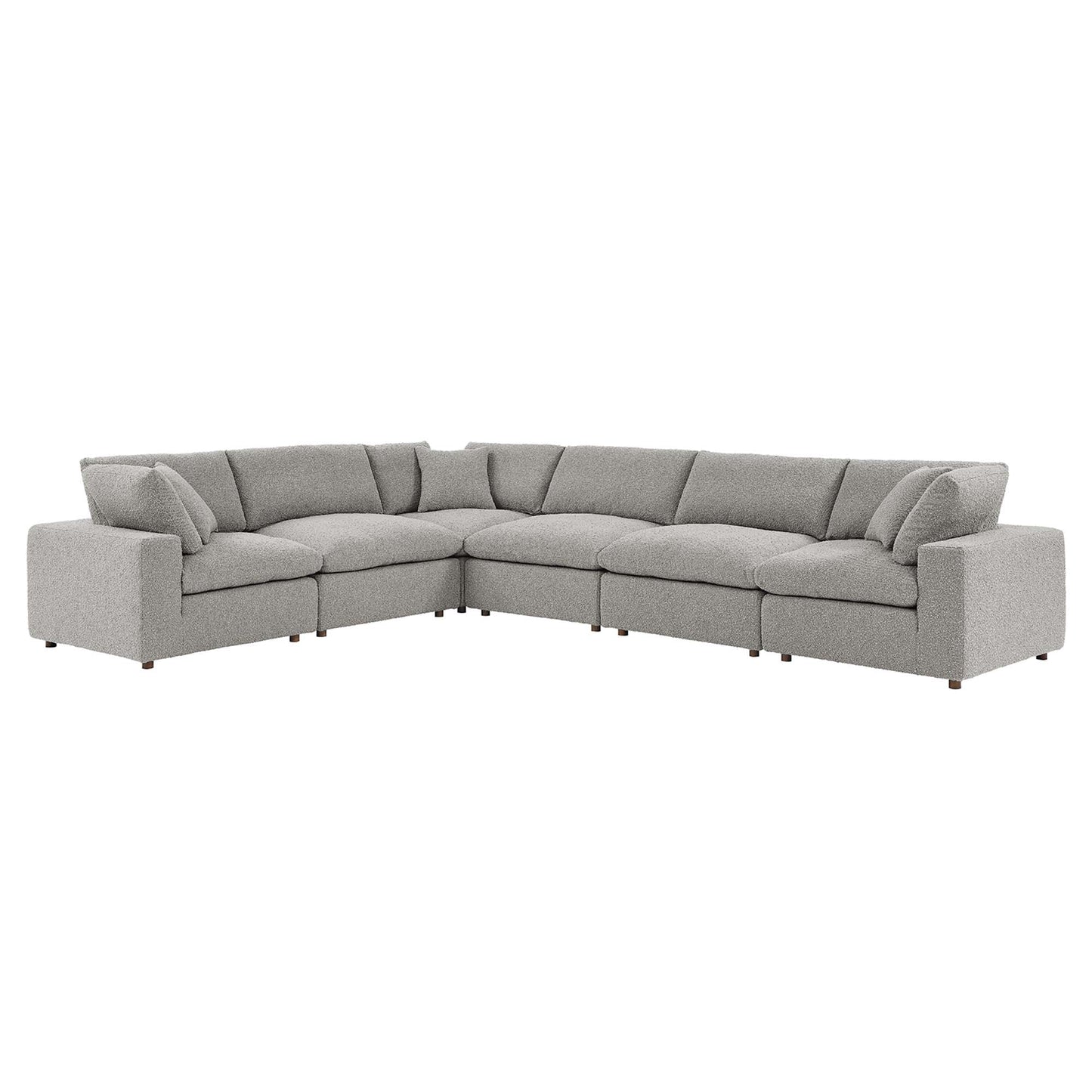Commix 6-Piece Down Filled Overstuffed Boucle Fabric Sectional Sofa by Furniture for America