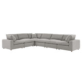 Linden 6-Piece Down Filled Overstuffed Boucle Fabric Sectional Sofa in Light Gray