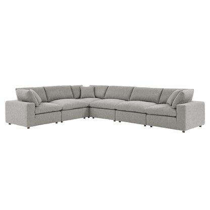 Commix 6-Piece Down Filled Overstuffed Boucle Fabric Sectional Sofa by Furniture for America